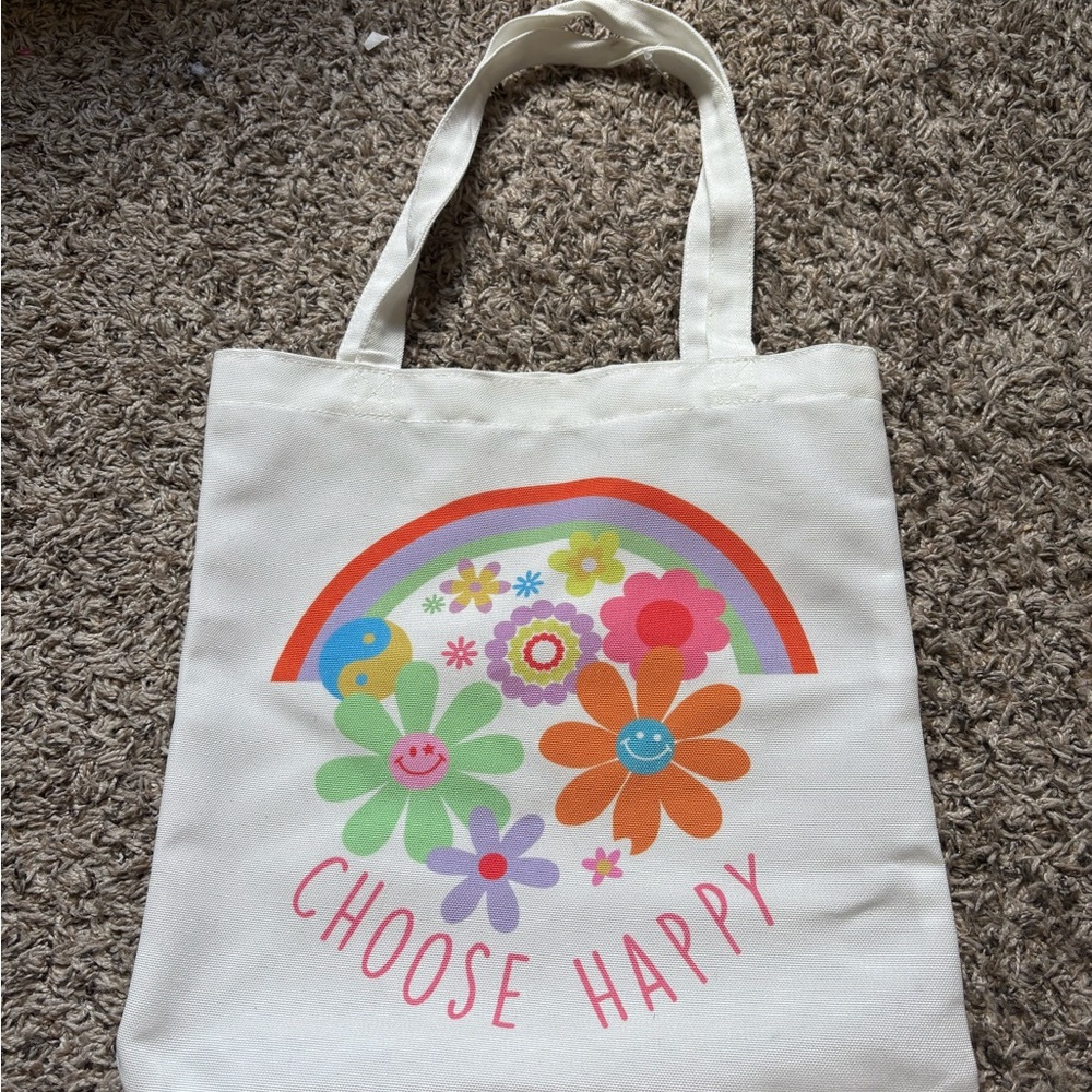 Colorful 'Choose Happy' Tote Bag